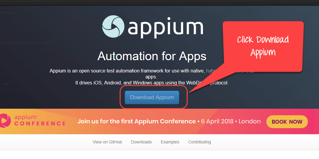 Click on Download Appium button. appium tutorial for beginners