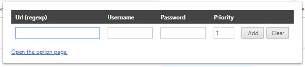 Click on the symbol and enter URL password and user name. basic authentication popup window