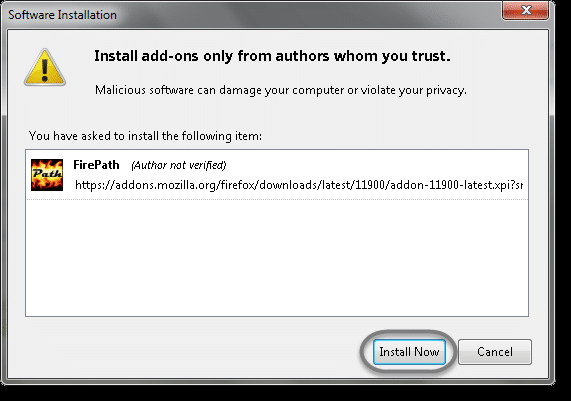 Step 3- Hit on the Install Now button to continue. firepath addon